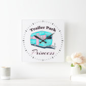 Horloge Carrée Funny Trailer Park Princess RV Camping (Maison)