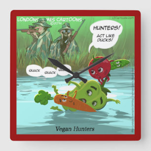Horloge Carrée Funny Vegan Hunter Square Wall Clock