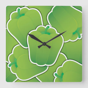 Horloge Carrée Funy green pepper