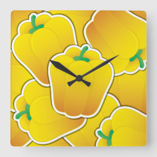 Horloge Carrée Funy yellow pepper