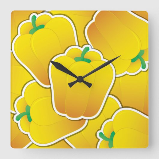 Horloge Carrée Funy yellow pepper (Recto)