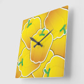 Horloge Carrée Funy yellow pepper (Angle)