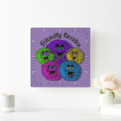Horloge Carrée Fuzzles conviviaux Créatures mignonnes Carré Horlo (Maison)