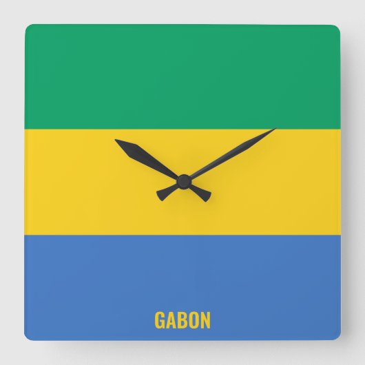 Horloge Carrée Gabon Patriotique du drapeau national (Recto)