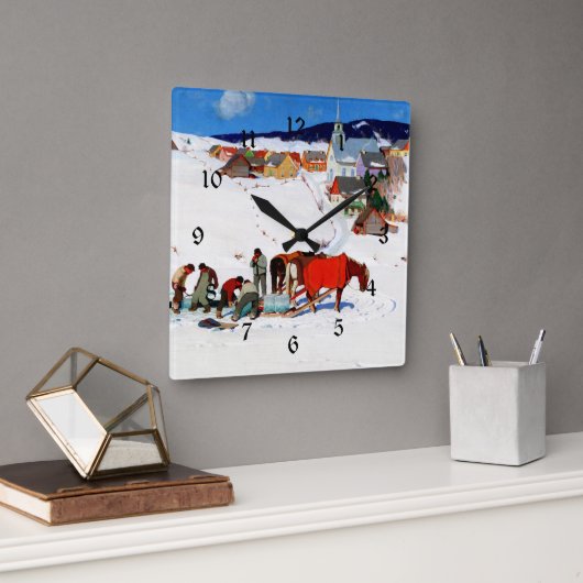 Horloge Carrée Gagnon - La Récolte De Glace (Bureau)