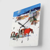Horloge Carrée Gagnon - La Récolte De Glace (Angle)