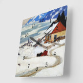 Horloge Carrée Gagnon - L'aube rouge (Angle)