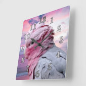 Horloge Carrée Galah Cockatoo (Angle)