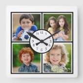 Horloge Carrée Galerie Wall 4 Collage de photos (Recto)