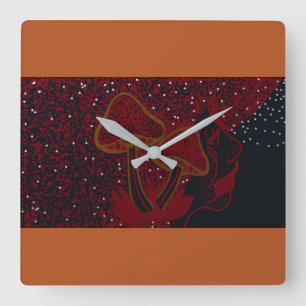 Horloge Carrée Galispheere, femme champignon des étoiles pluvieus