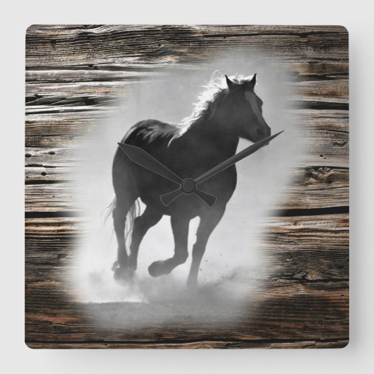 Horloge Carrée Galloping de Wild Horse (Recto)
