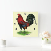 Horloge Carrée Gamecock : Rouge foncé (Maison)