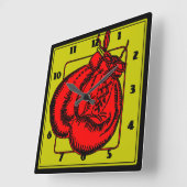 Horloge Carrée Gants de boxe (Angle)