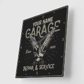 Horloge Carrée Garage Auto Mechanic Repair (Angle)