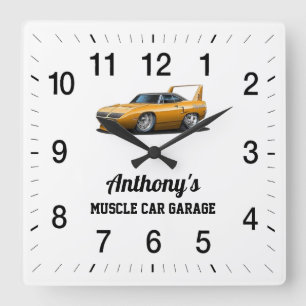Horloge Carrée Garage de voiture de muscle d'Anthony