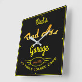 Horloge Carrée Garage papa noir et jaune mauvais Garage (Angle)