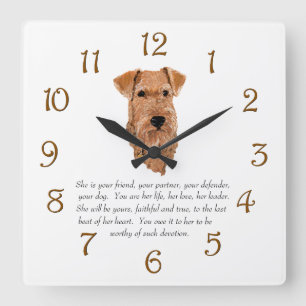 Horloge Carrée Garde de Irish Terrier - Femelle