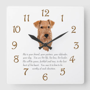 Horloge Carrée Garde de Terrier Irlandais - Mâle