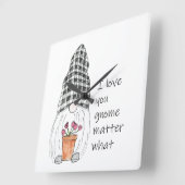 Horloge Carrée Garden Gnome Je t'aime gnome importe quoi (Angle)