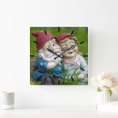 Horloge Carrée Garden Gnomes Couple (Maison)