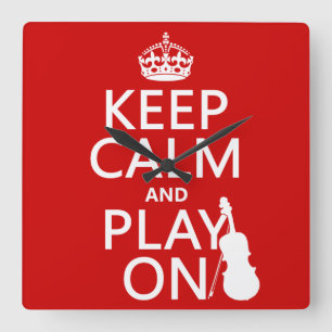 Horloge Carrée Gardez le calme et le jeu sur (violon) (toute