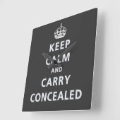 Horloge Carrée Gardez le calme et le transport cachés (Angle)