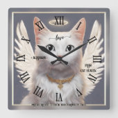 Horloge Carrée Gardien Chat Angel Art (Recto)