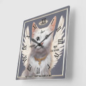 Horloge Carrée Gardien Chat Angel Art (Angle)