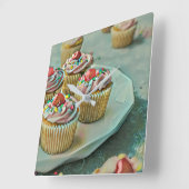 Horloge Carrée Gâteau de glace (Angle)