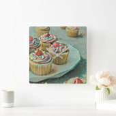 Horloge Carrée Gâteau de glace (Maison)