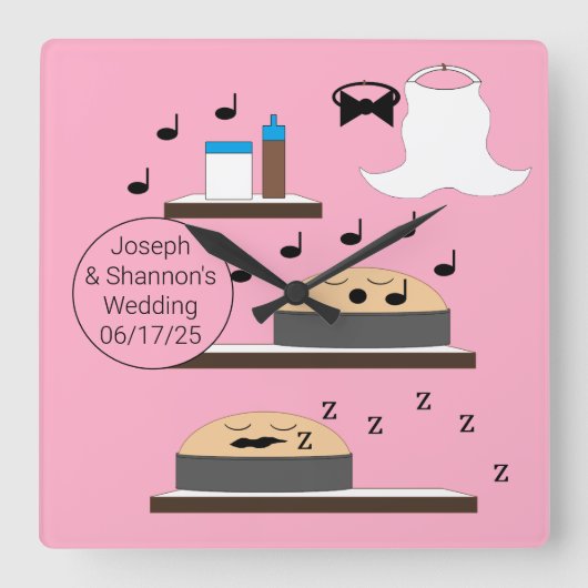 Horloge Carrée Gâteaux Mariages non gelés : (Recto)