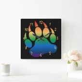 Horloge Carrée Gay Pride Bear Paw (Maison)