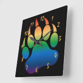 Horloge Carrée Gay Pride Bear Paw (Angle)