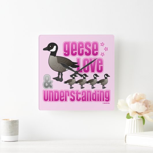 Horloge Carrée Geese, Love & Understanding (Maison)