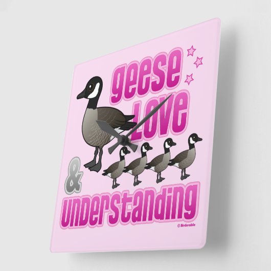 Horloge Carrée Geese, Love & Understanding (Angle)