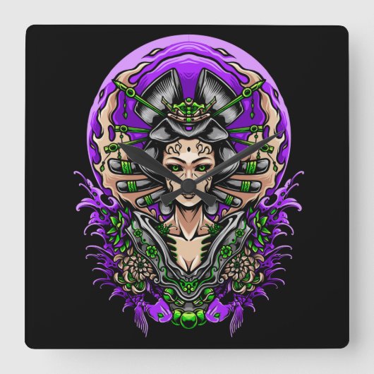 Horloge Carrée Geisha (Recto)