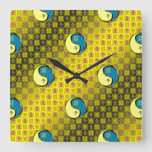 Horloge Carrée Gémeaux & Cheval d'eau (Recto)