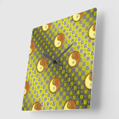 Horloge Carrée Gémeaux & Lapin de Bois (Angle)