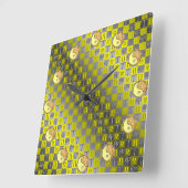 Horloge Carrée Gémeaux & Lapin de Feu (Angle)