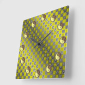Horloge Carrée Gémeaux & Lapin de Terre (Angle)