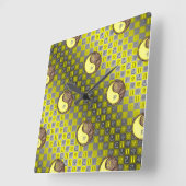 Horloge Carrée Gémeaux & Lapin de Terre (Angle)