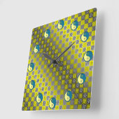 Horloge Carrée Gémeaux & Lapin d'eau (Angle)