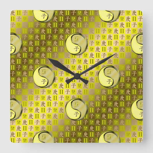 Horloge Carrée Gémeaux & Rat de Métal (Recto)