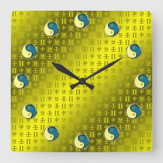 Horloge Carrée Gémeaux & Singe d'eau (Recto)