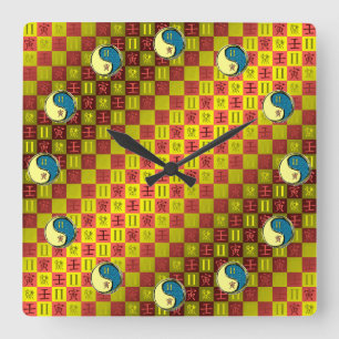 Horloge Carrée Gémeaux & Tigre d'eau