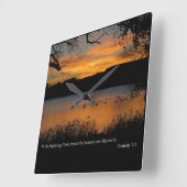 Horloge Carrée Gen 1:1 Au commencement Dieu créé (Angle)