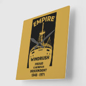 Horloge Carrée Génération Windrush Historique noir (Angle)