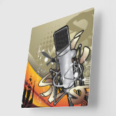 Horloge Carrée Generic Music Themed w/microphone (Angle)