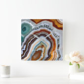 Horloge Carrée Géode d'agate orange terracotta blanc noir bleu (Maison)