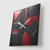 Horloge Carrée Geometric Art Deco Red Black Elegant (Angle)